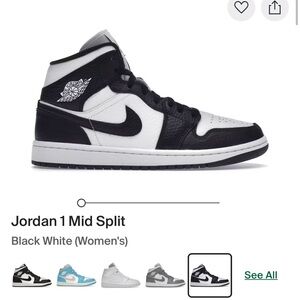 Jordan 1 Mid Split Black and White Sneakers